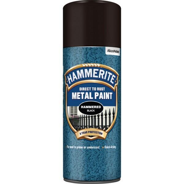 Hammerite Direct To Rust Metal Paint - Hammered Black - 400ml