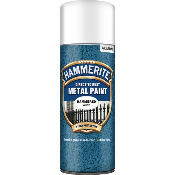 HAMMERITE - Hammerite Direct To Rust Metal Paint - Hammered White - 400ml