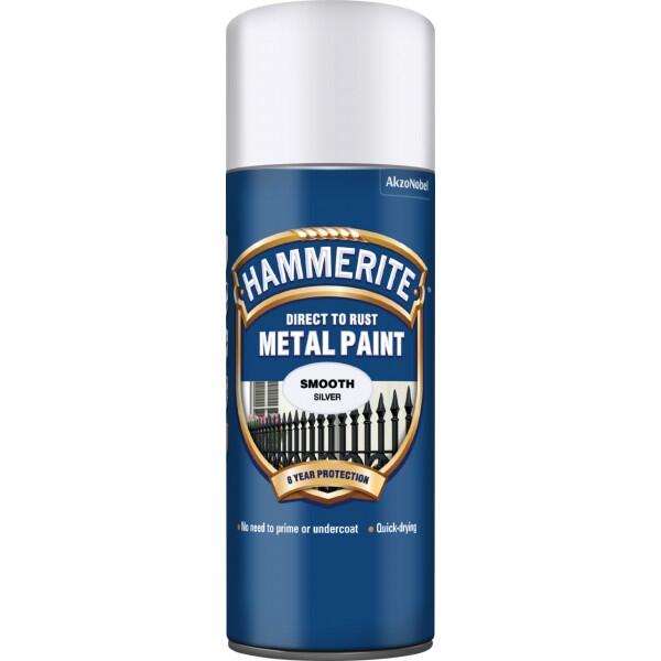 HAMMERITE - Hammerite Direct To Rust Metal Paint - Smooth Silver - 400ml