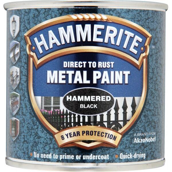HAMMERITE - Direct To Rust Metal Paint - Hammered Black - 250ml