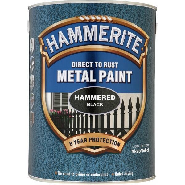 HAMMERITE - Direct To Rust Metal Paint - Hammered Black - 5 Litre