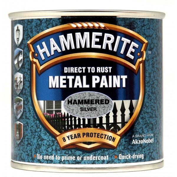 HAMMERITE - Direct To Rust Metal Paint - Hammered Silver - 250ml