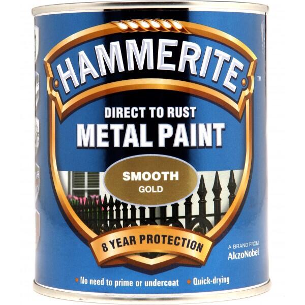 HAMMERITE - Direct To Rust Metal Paint - Smooth Gold - 250ml
