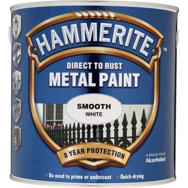 HAMMERITE - Direct To Rust Metal Paint - Smooth White - 2.5 Litre