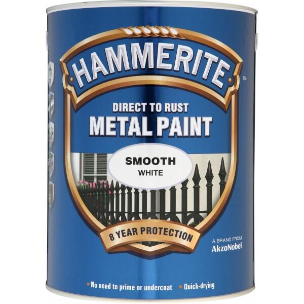 HAMMERITE - Direct To Rust Metal Paint - Smooth White - 5 Litre