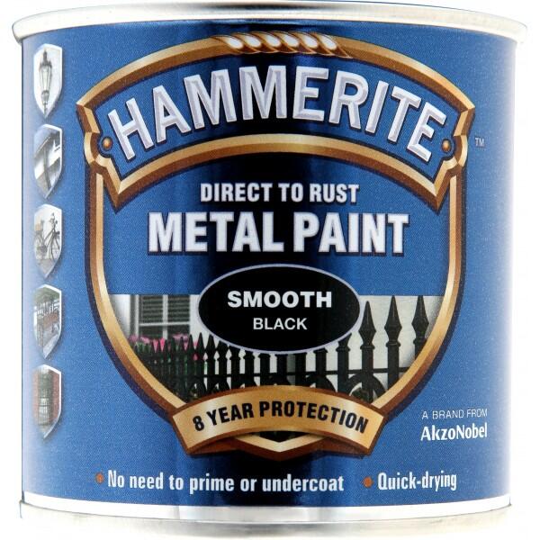 HAMMERITE - Direct To Rust Metal Paint - Smooth Black - 250ml