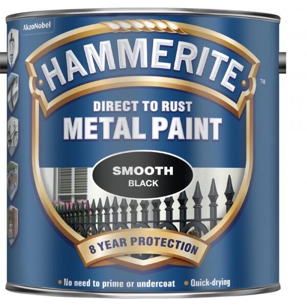 HAMMERITE - Direct To Rust Metal Paint - Smooth Black - 2.5 Litre