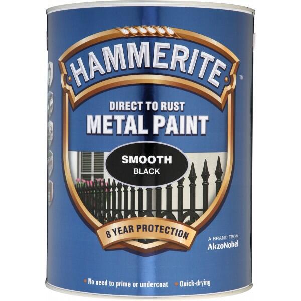 HAMMERITE - Direct To Rust Metal Paint - Smooth Black - 5 Litre