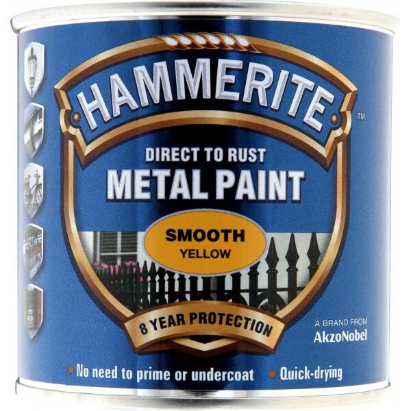HAMMERITE - Direct To Rust Metal Paint - Smooth Yellow - 250ml