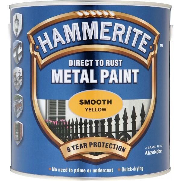 HAMMERITE - Direct To Rust Metal Paint - Smooth Yellow - 2.5 Litre