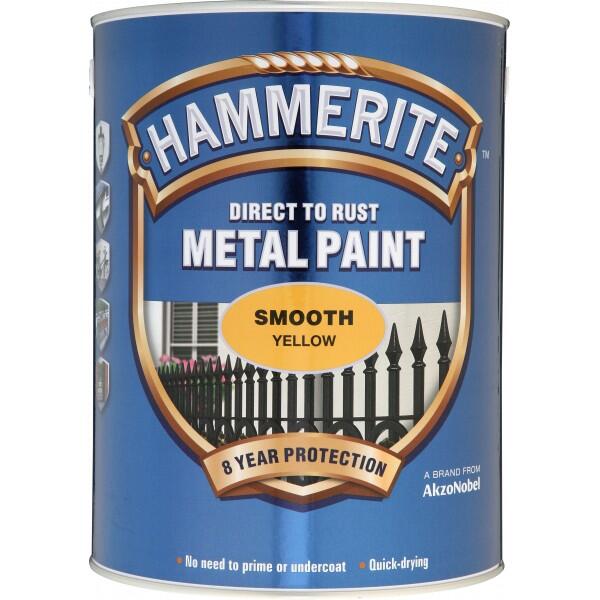 HAMMERITE - Direct To Rust Metal Paint - Smooth Yellow - 5 Litre