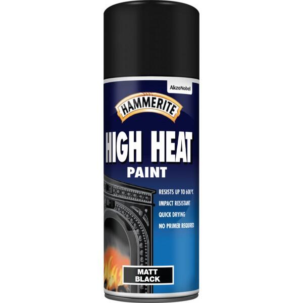HAMMERITE - Hammerite High Heat Paint Aerosol - Matt Black - 400ml