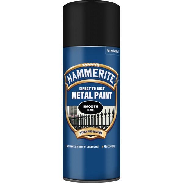 HAMMERITE - Hammerite Direct To Rust Metal Paint - Smooth Black - 400ml