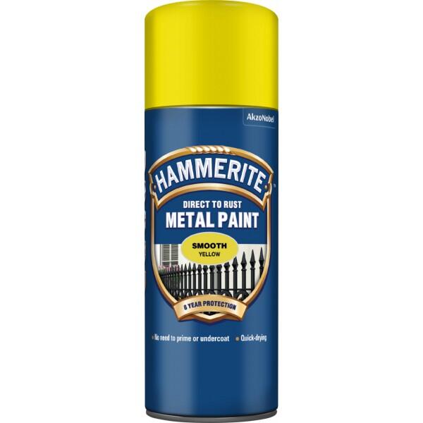 HAMMERITE - Hammerite Direct To Rust Metal Paint - Smooth Yellow - 400ml