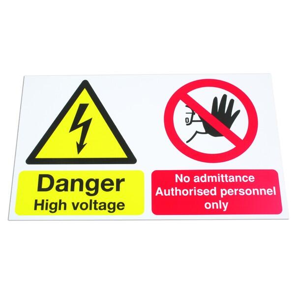 LASER - Safety Sign - Danger High Voltage No Admittance - 500 x 300mm