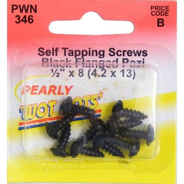 wot-nots - Screw Self Tap Flanged - 1/2in. x 8 Black - Pack of 10