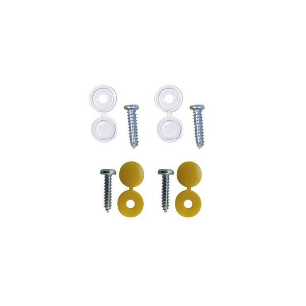 wot-nots - Number Plate Caps & Screws - White & Yellow - Pack Of 4