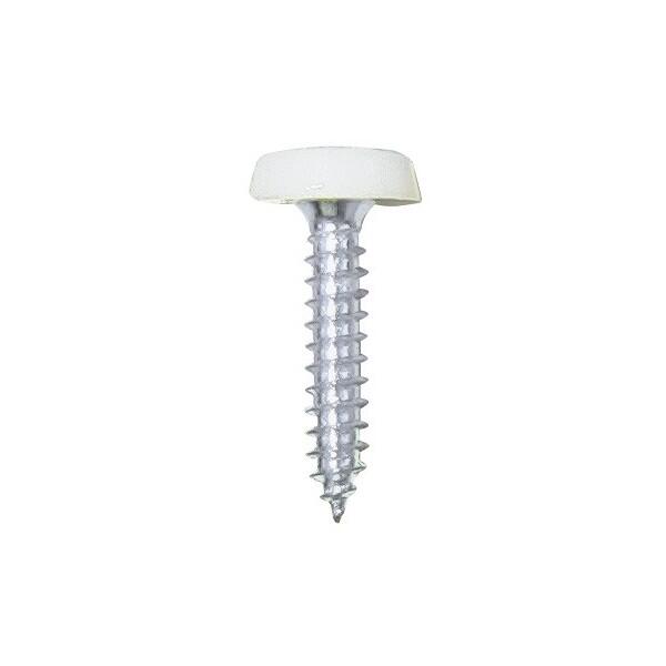 wot-nots - Number Plate Plastic Top Screw - White - Pack Of 2