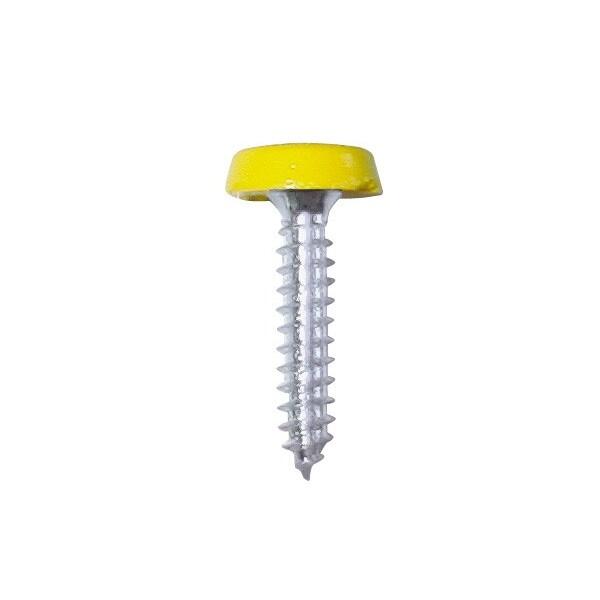 wot-nots - Number Plate Plastic Top Screw - Yellow - Pack Of 2