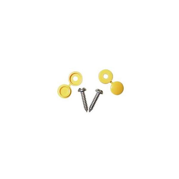 wot-nots - Number Plate Screws & Caps - Yellow - No.8 x 3/4in. - Pack Of 2