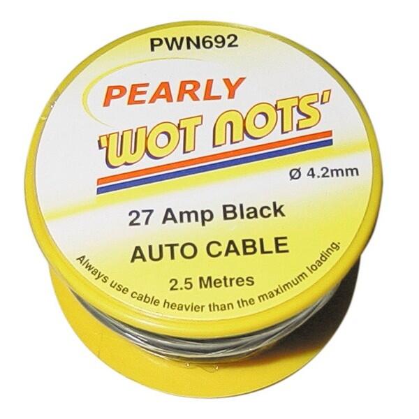 wot-nots - 1 Core Cable - Black - 2.5m - 27A