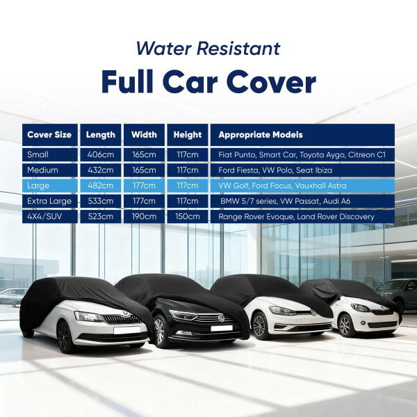 WATER RESISTANT BREATHABLE FULL CAR COVER - LARGE