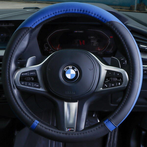 Steering Wheel Glove Soft Grip Black/Blue