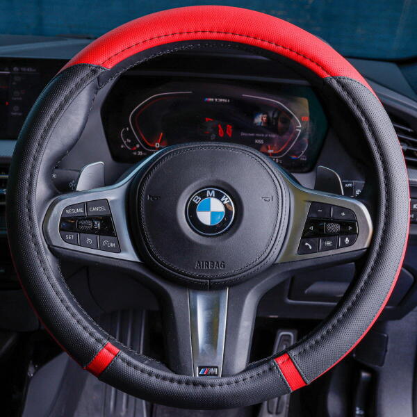 Steering Wheel Glove Soft Grip Black/Red